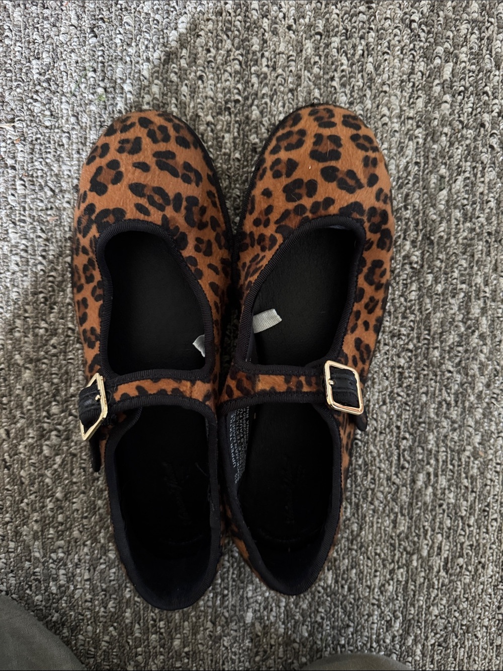 Leopard Print Mary Jane ballet flats - Brown/Black size 6.5